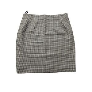 Collectible Gold 100% Wool Tweed Skirt Womens 16 Black Houndstooth Pencil